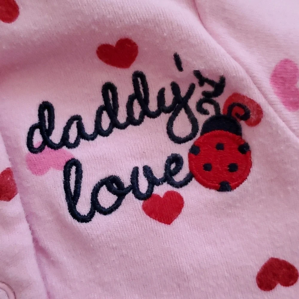 Circo Girls Pink polka Dot Mom Footie and Carters‎ Pink Heart Footie 3M